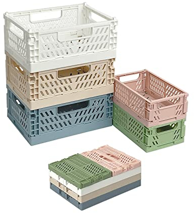 RHBHY Klappkiste Klein Klappboxen Faltbar Enthalten 3stk Großer Klappkorb und 2stk mini Kunststoff Stabil Platzsparend Kein Geruch Super für Kleinkram und Kosmetik (B) Mehrfarbig