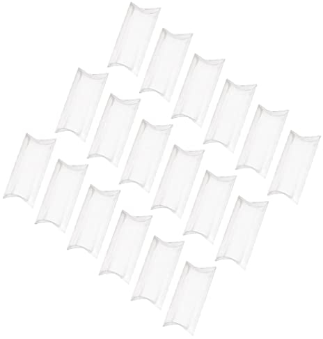 NUOBESTY 50 Stücke Klar Kissen Süßigkeiten Boxen Kunststoff Kissen Geschenkboxen Transparent Kissen Süßigkeiten Fall Hochzeit Verpackung Box Babyparty Geburtstagsfeier Favor Boxen (8 cm)