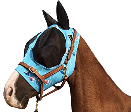 Horse Fly Mask Super Comfort Horse Fly Mask Elasticity Fly Mask with Ears We Only Make Products that Horses Like… (Sky Blue, M)