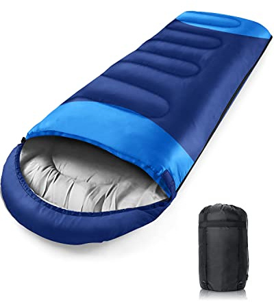 Kemraes Sleeping Bag Camping - Ultralight 4 Season Single Person Warm Lightweight Waterproof & Kids Teenagers Adults Hiking Backpacking Blue, 86.8'' x 29.5''