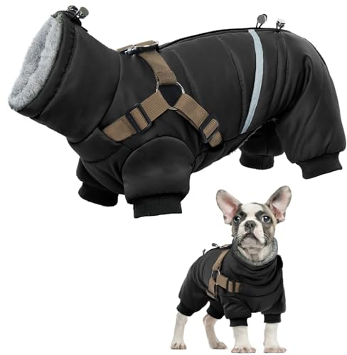 Hundemantel S, Hundemantel Winter Kleine Hunde Winterjacke Hundeweste Kleine Hunde Anti-Schneeanzug Hundebekleidung Winter Outfit für Kleine Hunde Hundemantel Chihuahua Bulldogge(Schwarz, S)