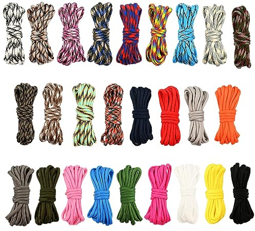 26 Colors Paracord Bracelet Rope 10 Feet 4mm Parachute Cord Paracord Cord 550 7 Strand DIY Manual Braiding for Outdoor Survival Rope, Lanyards, Keychain, Dog Collar, Carabiner Climbing, DIY Crafting