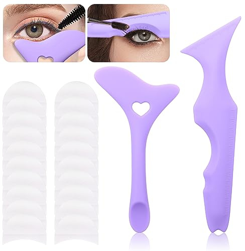 Scettar 2 tipi Eyeliner Stencil,Stencil Eyeliner Occhi per Principianti in Silicone con 20 Monouso Ombretto Sticker, Riutilizzabile Stencil per Eyeliner Punte per Convenienti Funzioni multiple (viola)