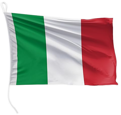 FLAGLY bandiera per barca Italia 30 x 20 cm formato orizzontale - peso del tessuto 115g/m² - stampata, robusta con corda e occhiello, accessori per barca barca a motore