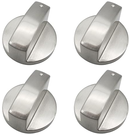 JZK 4 botones de cocina de metal plateado de 6 mm de repuesto universales para cocina de gas de 6 mm, botones para estufa de gas, perillas de horno, perillas giratorias, botones plateados
