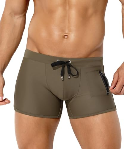 Casey Kevin badbyxor herr korta tajta badshorts med dragsko och dragkedja simbyxor, snabbtorkande badbyxor pojkar vattensport simkläder skolsimning shorts herr