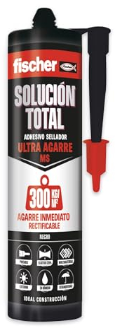 fischer - Solución Total Profesional 300kg | Pegamento fuerte | Adhesivo y Sellante MS Polímero |Uso Interior y Exterior | Pintable y Resistente a Impactos | 290ml | Negro