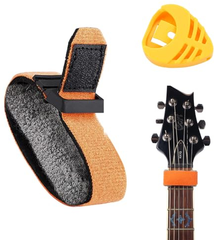Gitarren Bass Saiten Dämpfer,Gitarren Plektren-Halter,Gitarrensaite Dämpfergurt,Gitarrensaite Mute Strap,Gitarrensaiten-Dämpfer-Gurt,Gitarre Bundstäbchen-Dämpfer,Bassgitarre für Muter-Gitarre