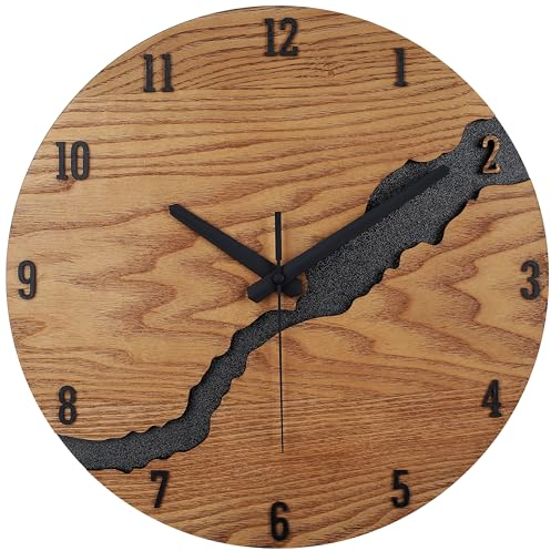 Beflourish Wanduhr Modern Ohne Tickgeräus Holz 30cm Wanduhren für Büro, Wohnzimmer, Küche, Schule Kinderzimmer
