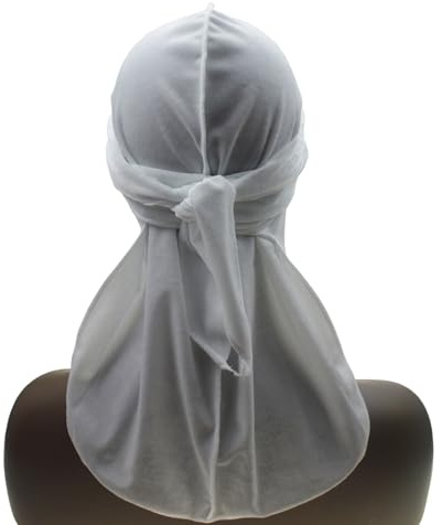 Proumhang Durag de Terciopelo para Hombres Mujeres,Long Tail Durag Headwraps Cap,Pirate Bandanas Turban,Múltiples colores,Waves Headwraps Correas Anchas Sombrero Blanco