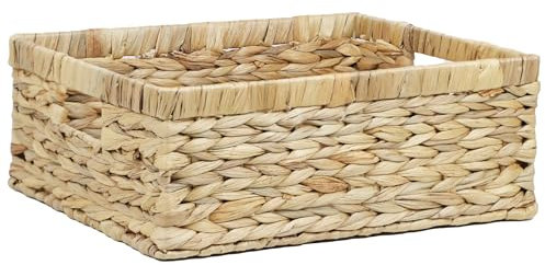 Weidenkörbe, Wasserhyazinthenkörbe zum Organisieren, geflochtene Rattankörbe zur Aufbewahrung, Organizer-Behälter mit integrierten Griffen, Aufbewahrungskörbe für Regale (groß)