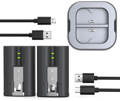 2-pack ersättningsbatteri V4 för Ring Doorbell, 7200 mAh laddade kamerabatterier med laddningsstation för Ring Video Doorbell 2/3/3 Plus/4, Spotlight Cam, Stick Up Cam och Peephole Cam inomhus