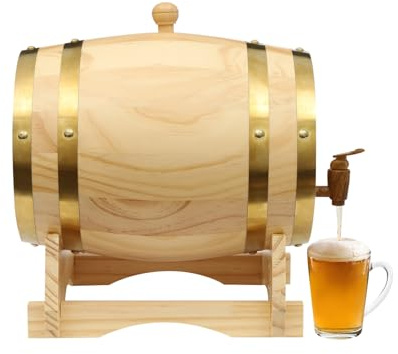 chennnls Tonneau à vin en bois de chêne - 3 l/5 l - Avec trépied, robinet - Tonneau en chêne - Pour vin, whisky et schnap (5 l)