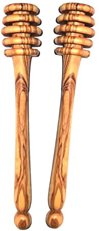 Stilux® Set di 2 cucchiai per miele in legno d'ulivo, 15 cm, per miele e sciroppo, per miele e sciroppo, per miele, cucchiaio senza goccioline e senza liquori, pratico aiuto per gli amanti del miele