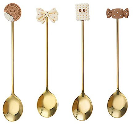 Cucchiaio in acciaio inossidabile con placcatura in oro placcato per gelato alimentare Cucchiaio da espresso Cucchiaio da tavola