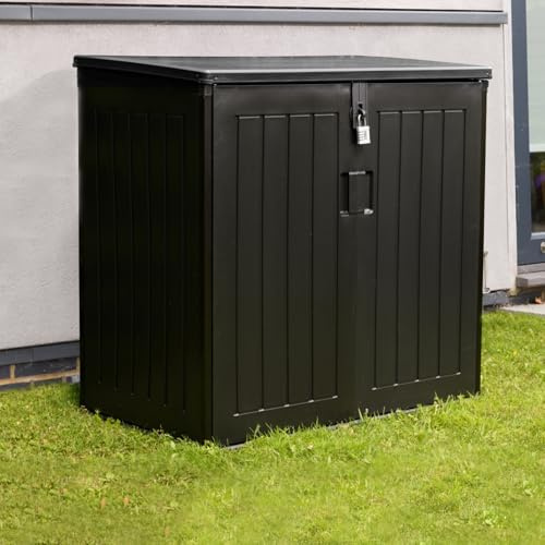 Olsen & Smith 775L Große Outdoor Garten Aufbewahrungsbox mit Vorhängeschloss - Große Kapazität Kunststoff Schuppen Mülltonnenbox Schrank Schrank - Ideal für 2x180L Mülltonnen, Gartengeräte, Spielzeug