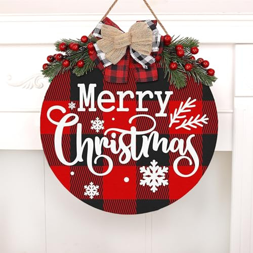 Corona de Navidad 30CM, Coronas navideñas para Puertas, Guirnaldas Navideñas de Madera, Percha navideña para decoración navideña, Corona de Adviento para Colgar en la Puerta o Pared