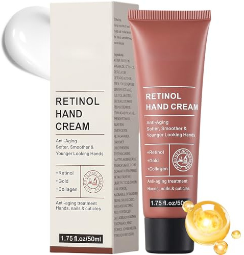 Retinol Anti-Aging Hand Cream for Women - Repairing Moisturizer for Dry Cracked Hands, Skin, Nails & Cuticles Care, Intense Moisture cHand Balm for Very Dry Hands