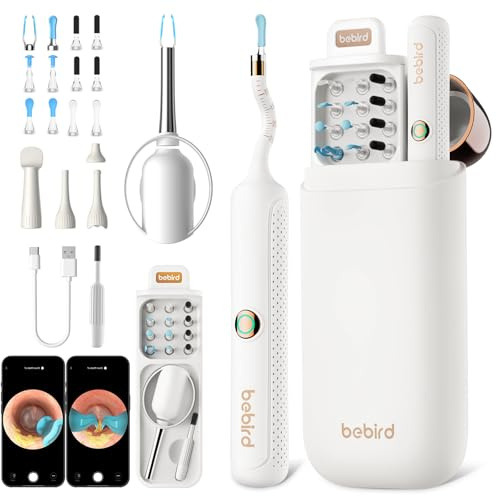 Bebird Otoscopio Digitale, 1920P HD Flessibile Pulisci Orecchie con Telecamera, Kit Rimozione Cerumeper Orecchie/Naso/Gola, Pulizia Orecchie con Pinzette,Punte Sostituibili per Adulti Bambini