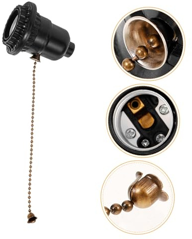 BAZEITFLOW Portalámparas con Cadena Tirador Base para Lámpara de Techo Accesorio con Interruptor Fácil Uso Negro Resistente para Reemplazo y Ajuste de Ángulo
