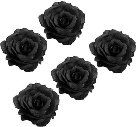 Mipcase Broche De Poitrine De Rose Artificielle 5 Pièces Noire Pince à Cheveux Funéraire Accessoire Pour Cérémonie De Deuil