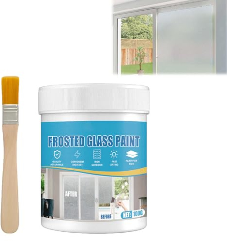 QEEROYO Peinture pour Verre Dépoli, 100g Peinture en Verre Givrée d'Intimité, pour Usage Intérieur et Extérieur, Idéale pour la Maison, le Bureau et la Salle de Bain