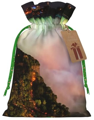 Bolsas de regalo con cordón de Navidad con estampado de Cataratas del Niágara, saco festivo de Navidad, fiesta de cumpleaños, embalaje de regalo