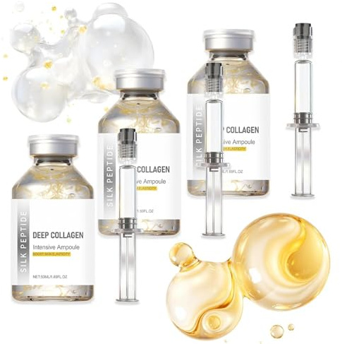 Ampolla reafirmante intensiva con péptidos de seda, sérum reafirmante profundo con colágeno y péptidos de seda para tensar y reafirmar el rostro, sérum facial antiedad,3PCS