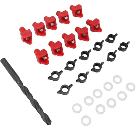 Phefop 10PCS Horizontal Chicken Water Nipples Red Plastic Poultry Watering Tool Automatic Poultry Waterer Kit for Chickens Turkeys Duck Quail Small Animals