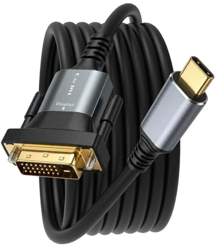 ZVOIYKM USB C to DVI Cable 6ft/1.8m, Premium Aluminum Type C (Thunderbolt 3/4) to Type C Adapter 1080P@60Hz, Unidirectional (Source to Monitor), for MacBook Pro M3, iPhone 15, XPS