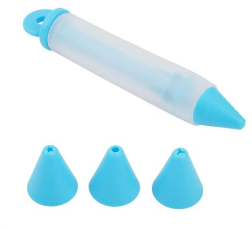 Penna Decoratrice Alimentare A 4 Ugelli Penna Da Scrittura In Silicone Durevole Strumenti Per Decorare La Torta Stampo Per Dolci(Blue)