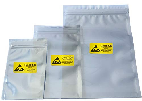 Daarcin Anti Static Bags,ESD Bags,30pcs Mixed Sizes Antistatic Resealable Bag for 3.5 Hard Drive, 2.5 Solid State Drive,with Labels, ESD Shielding Bag for Varieties of Electronic Device