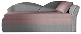 Sofa mit Schlaffunktion und Bettkasten, Couch für Wohnzimmer, Schlafsofa Federkern Sofagarnitur Polstersofa Wohnlandschaft mit Bettfunktion - ARGEA (Rosa+Grau (Malmo 61+Malmo 90), Sofa Rechts)