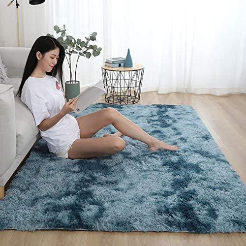 YUANBIAO Designer Teppich 100x180cm Waschbar farbecht Badezimmer Teppich rutschfest für Wohnzimmer Badezimmer Dekoration Teppich Anti-Rutsch, Dunkelblau