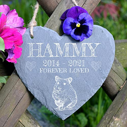 ukgiftstoreonline Personalised Hamster Remembrance Memorial Slate Heart Stone Plaque
