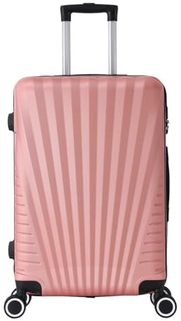 TROLLEY ADC - Valise Moyenne Soute 65x41x26 cm - Rigide, Légère 3 Kg - 65 litres - 4 Doubles Roues Silencieuses - Maniable, Pratique et Étanche - Collection Elegance - Rose Gold