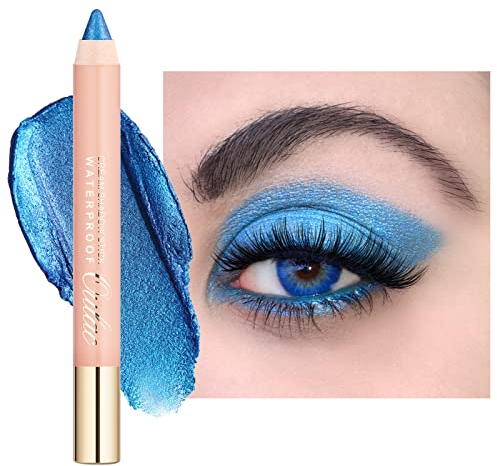 Oulac Lidschatten Stift, Blauer Eyeliner Wasserdicht, Hält 24 Stunden+, Metallic Finish, Vegan 3.8g, Aqua (08)