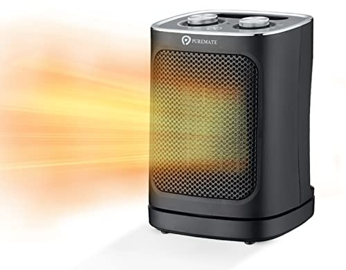 PureMate Ceramic Fan Heater, 1800W Portable Electric Heater with 2 Heat Settings, Space Heater with Oscillating, Adjustable Thermostat & Safety Cut-Off, Tip-Over and Overheat Protection