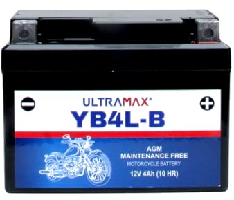 ULTRAMAX Motorcycle Scooter Quad Battery Replace YB4L-B, YT4L-BS, YTX4L-BS