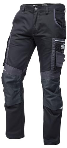 PUMA Workwear Precision X - Premium Arbeitshose für Damen, Funktionshose mit vielen Taschen, verstärkten Kniepartien und Stretch - für Handwerk, Produktion und Baugewerbe - Schwarz/Anthrazit - 36