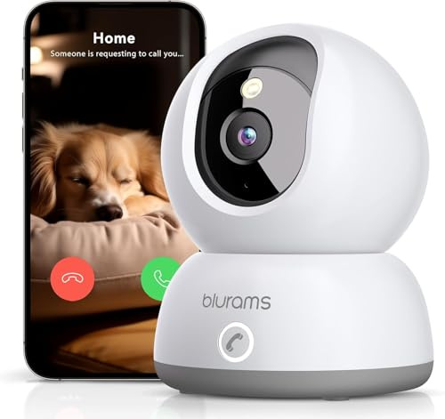 blurams 2K Telecamera Wifi Interno, Videocamera Sorveglianza Interno Wifi, 360° camera wifi per la Sicurezza Domestica, Audio Bidirezionale,Visione Notturna, Sirena, Cloud (2.4GHz)
