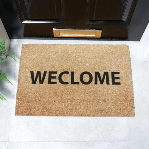 Artsy Mats - Weclome funny doormat - Made from Tufted Coconut Fibre - Non-Slip Natural Rubber Backed Door Mats Indoor - Heavy Duty, Decorative Outdoor Mats (60x40cm)