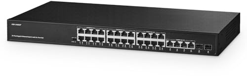 Binardat Switch POE 30 porte, 24 POE+, 100/1000 Mbps, 4 Gb uplink, 2 SFP, IEEE802.3af/at, alimentatore 450 W, alloggiamento metallo, Plug and Play RackMount