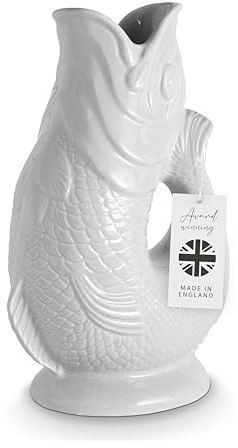 Wade Brocca per pesci, in terracotta, iconica tradizione britannica, prodotta a Stoke-on-Trent, 1,2 l, bianco