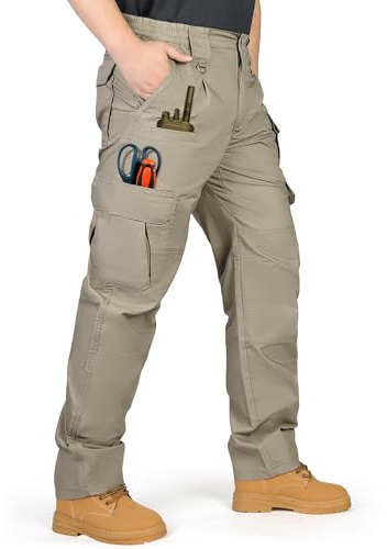 IGOLUMON Pantalones de Trabajo Hombre Pantalones Cargo Casuales con Multibolsillos Pantalón de Combate Táctico