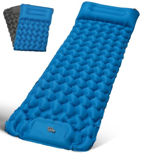 FORRINX Sleeping Pad Ultralight Inflatable Camping Mat Self Inflating 200x68cm Built-in Foot Pump Camping Mattress Portable Air Bed Waterproof Compact 30x12cm for Backpacking, Hiking, Beach, Tent
