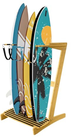 TWO STONES Vertical Surfboard Rack | Surfboard Stand - Surf Rack of Free Wall Mount, Freestanding Surf Board Holder for Shortboard, Paddleboard, Snowboard, Skateboard, Ski and Wakeboard(4 Boards)