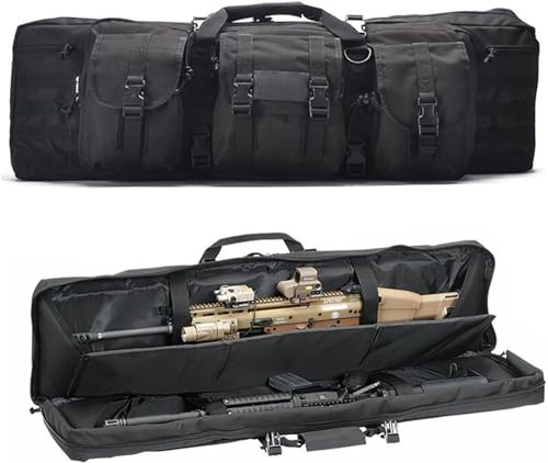YLZBA Bolsa de Rifle táctico Plegable,Funda para Fusil Airsoft Funda Escopeta Porta Caza Estuche de Rifle Doble Largo para Caza, Tiro, Pesca, Senderismo(Black,108cm/42.5in)