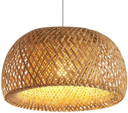 Lámpara colgante tejida de pastoral Lámpara de mimbre Pantalla Lámpara colgante Lámparas de araña semicirculares de granja Accesorios Luces de suspensión bohemias asiáticas rústicas,luminaria LED