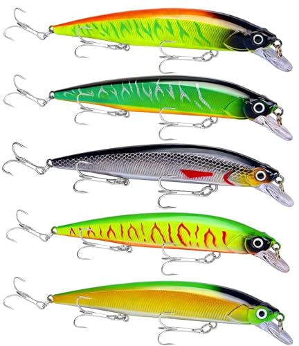ZenithCove 5 st Köttätande Fiskedrag, 3D Fiskedrag Gädda 14cm 18,3g | Gäddbete Realistiska Swimbaits för Abborre Öring Abborre Krabba Gädda Gös Alla Typer Fisk Fiskejigg
